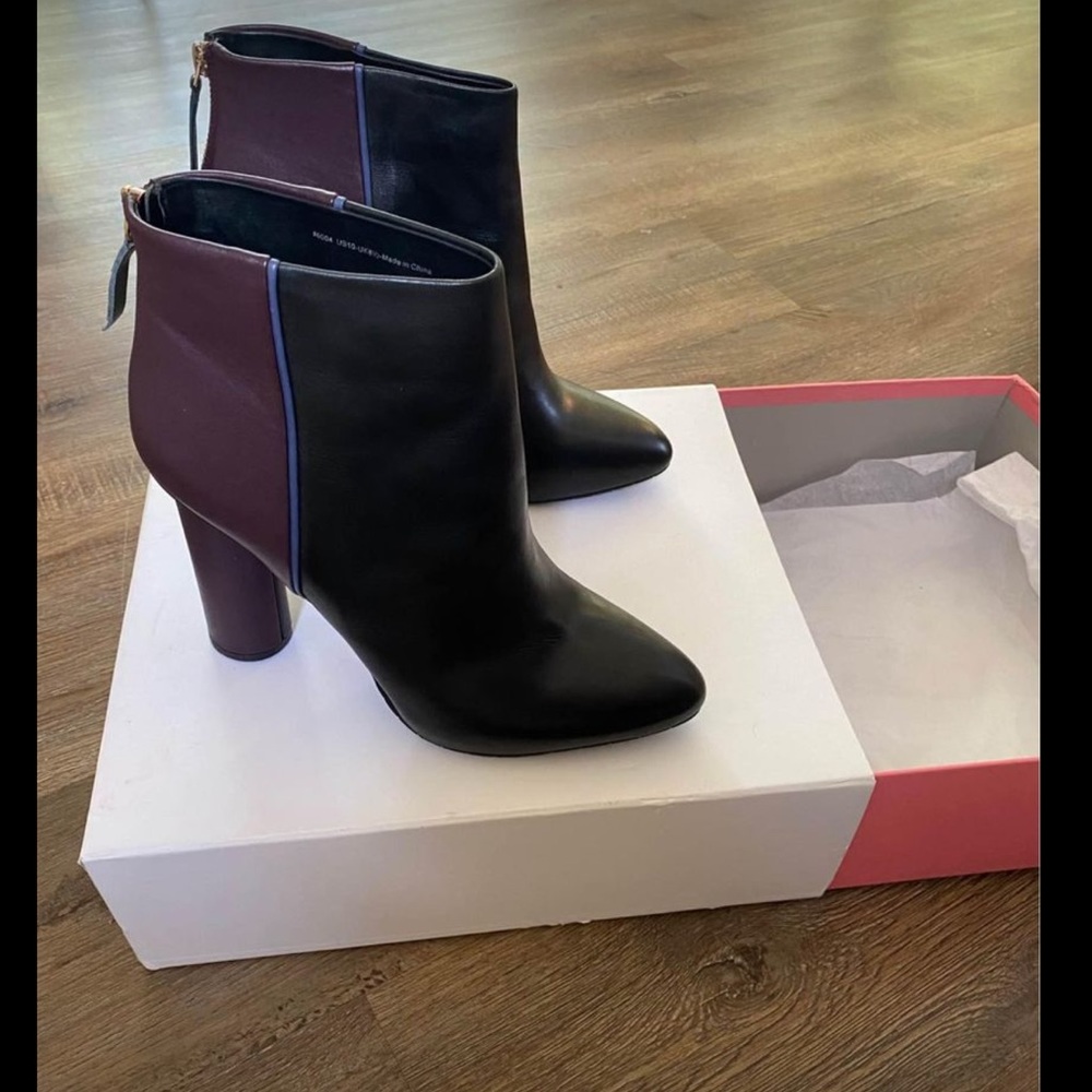 Cabi NWT SZ 10 ankle boots booties black purple